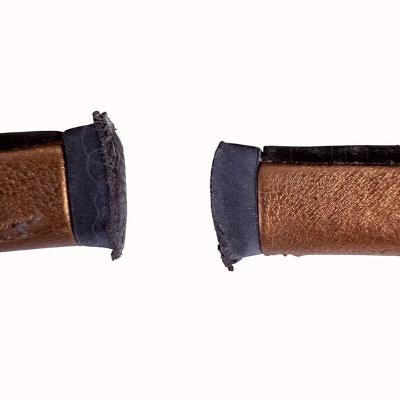 Bronze Strappy Sandals Peacock Rhinestone Accents Kitten Heels Size 8 By MixIt - Picture 11 of 14